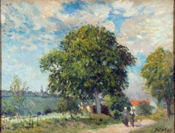 Entrance to the Village Artwork by Alfred Sisley