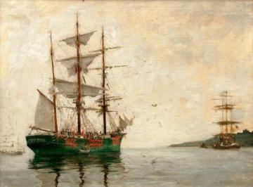 Timber Barque off Pendennis Artwork by Henry Scott Tuke
