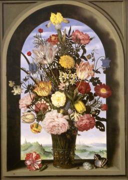 Vase with flowers in a window Artwork by Ambrosius Bosschaert