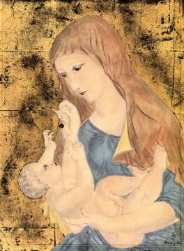 Madonna and Child Artwork by Tsuguharu Foujita