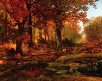 Nutting, Autumn Artwork by Thomas Moran