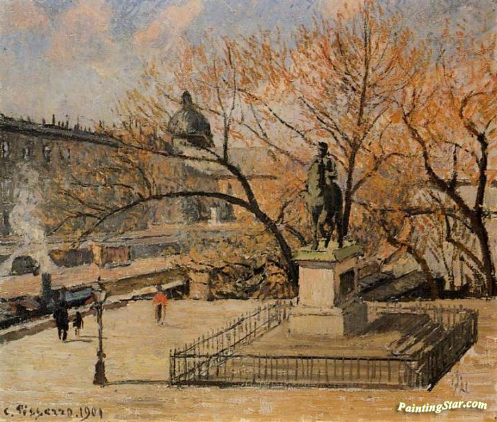 The Pont-Neuf, Statue of Henri IV: Morning, Sun Artwork by Camille Pissarro