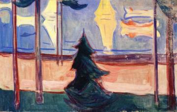 Beach Landscape with Trees and Boats Artwork by Edvard Munch