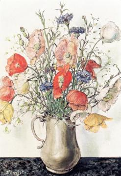 Vase of Poppies Artwork by Tsuguharu Foujita
