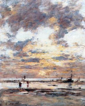 Near Trouville, Low Tide, Sunset Artwork by Eugène-Louis Boudin