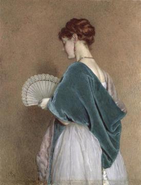 Woman With A Fan Artwork by John Dawson Watson