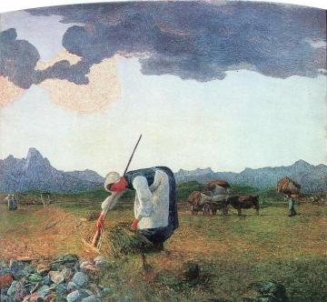 La raccolta del fieno Artwork by Giovanni Segantini