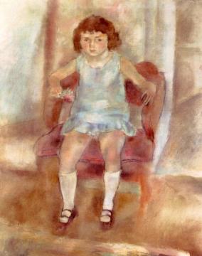 Young Girl Seated Artwork by Jules Pascin