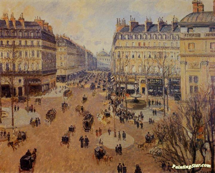 Place du Theatre Francais: Afternoon Sun in Winter Artwork by Camille Pissarro