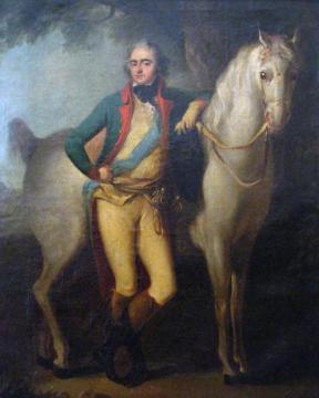 Prince Joseph Poniatowski standing by a horse Artwork by Josef Grassi