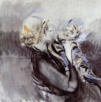A Lady With A Cat Artwork by Giovanni Boldini