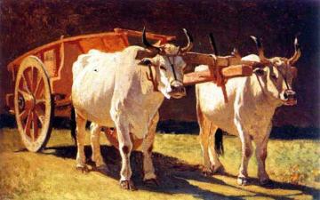 Oxen And Cart Artwork by Giuseppe Abbati