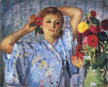 Young Woman with Flowers Artwork by Henri Lebasque