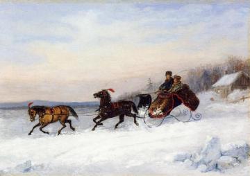 Sleigh Scene Artwork by Cornelius Krieghoff