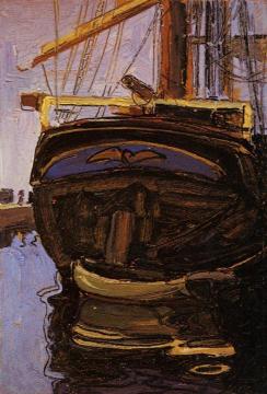 Sailing Ship with Dinghy Artwork by Egon Schiele