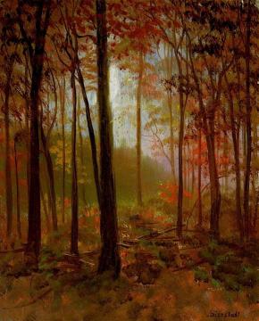 The Red Woods Artwork by Albert Bierstadt