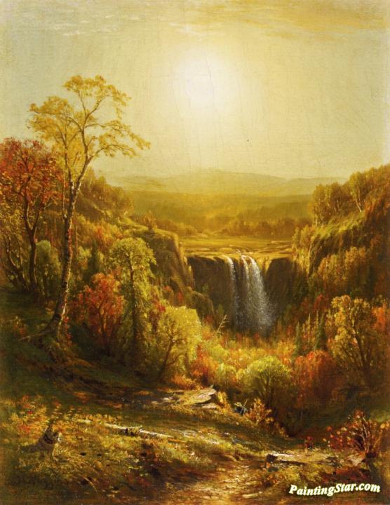 Sunset, Kaaterskill Falls Artwork by John Carleton Wiggins
