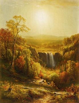 Sunset, Kaaterskill Falls Artwork by John Carleton Wiggins