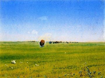 North Western Prairie with Buffalo No. 7 Artwork by William George Richardson Hind