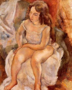 Seated Model Artwork by Jules Pascin