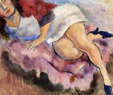 Young Girl Reclining Artwork by Jules Pascin