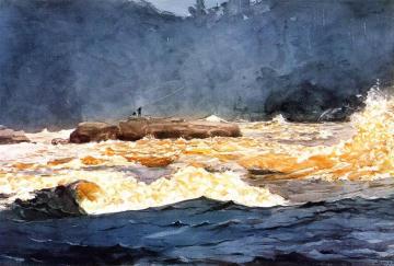 Fishing the Rapids, Saguenay Artwork by Winslow Homer