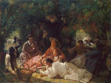 The Picnic Artwork by Francois-Auguste Biard