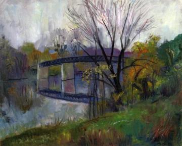 A Footbridge in Chatou in Autumn Artwork by Charles Camoin