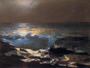 Moonlight, Wood Island Light Artwork by Winslow Homer