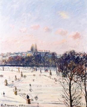 Tuileries Garden, Snow Effect Artwork by Camille Pissarro