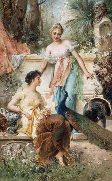 Ladies in a Garden Artwork by Hans Zatzka