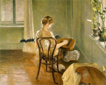 The Interior Of The Chimera Playing The Guitar Artwork by Jacek Malczewski