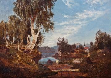 Landscape with Church Artwork by Morten Muller