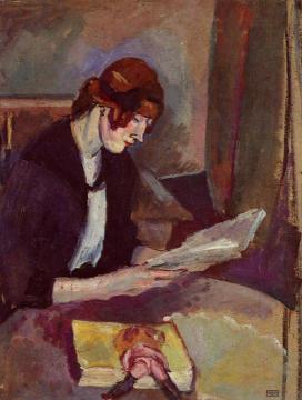 Hermine David Reading Artwork by Jules Pascin