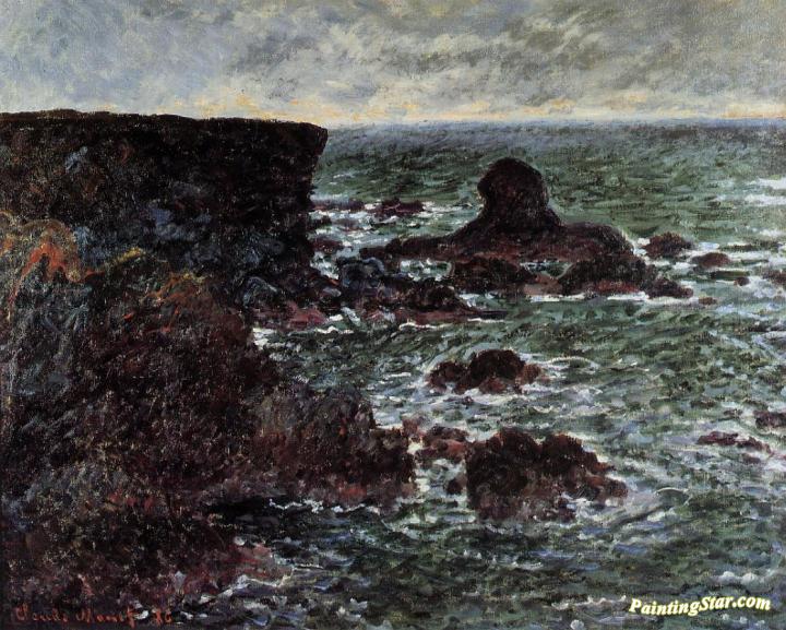 Rocky Coast and the Lion Rock, Belle-Ile Artwork by Claude Oscar Monet
