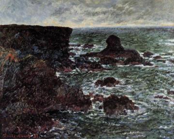 Rocky Coast and the Lion Rock, Belle-Ile Artwork by Claude Oscar Monet