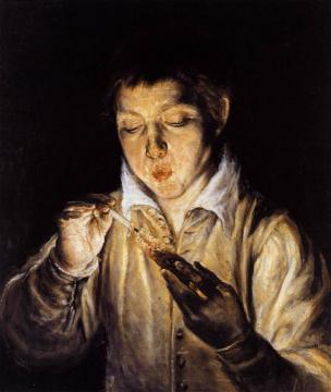 A Boy Blowing On An Ember To Light A Candle (soplón) Artwork by El Greco