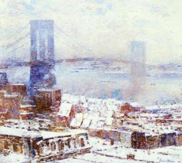 Brooklyn Bridge in Winter Artwork by Frederick Childe Hassam