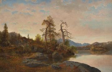 Forest Landscape with Lake Artwork by Hans Fredrik Gude