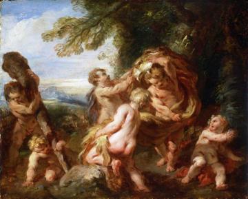 Putti Playing With The Accoutrements Of Hercules Artwork by Francois Lemoyne