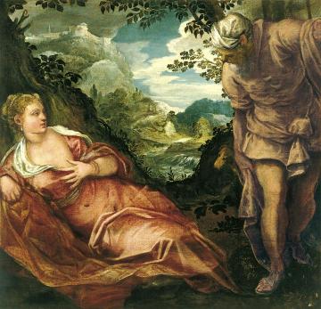 The Meeting of Tamar and Juda Artwork by Tintoretto Jacopo