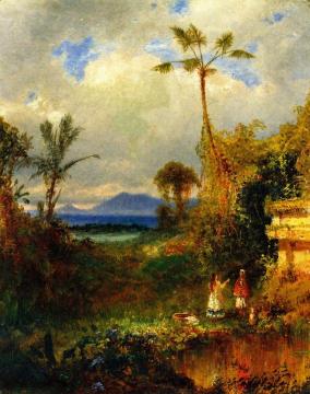 Two Women in a Tropical Landscape Artwork by Louis Remy Mignot