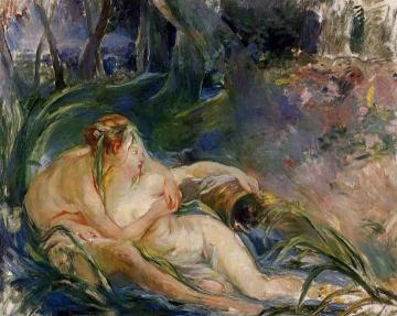 Two Nymphs Embracing Artwork by Berthe Morisot