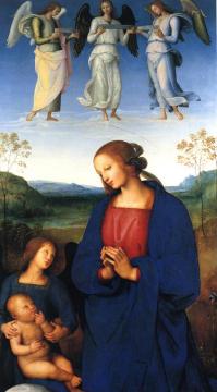 Virgin And Child With Angels (central Panel From Altarpiece, Certosa) Artwork by Pietro Perugino