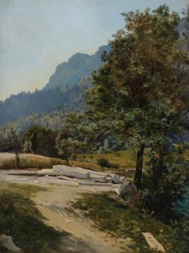 Wooded Landscape Artwork by Carl Eduard Schuch