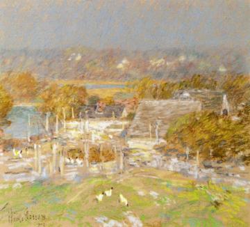 Chicken Yard Back of the Holley House Artwork by Frederick Childe Hassam