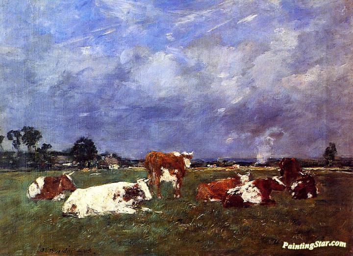 Cows in the Pasture Artwork by Eugène-Louis Boudin