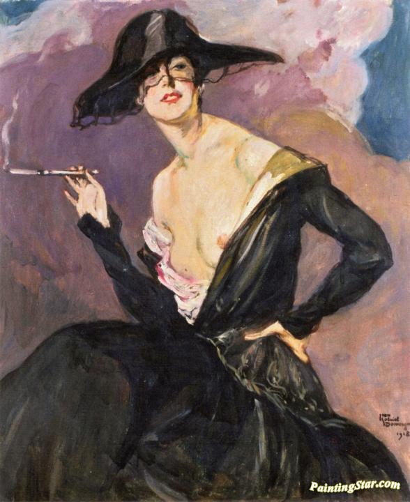 Elegant Venetian Lady With A Cigarette (princess Ruspoli) Artwork by Jean-gabriel Domergue