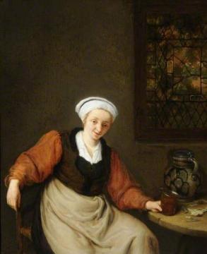 A Woman Drinking Artwork by Adriaen van Ostade