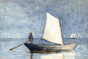 Sailing a Dory Artwork by Winslow Homer